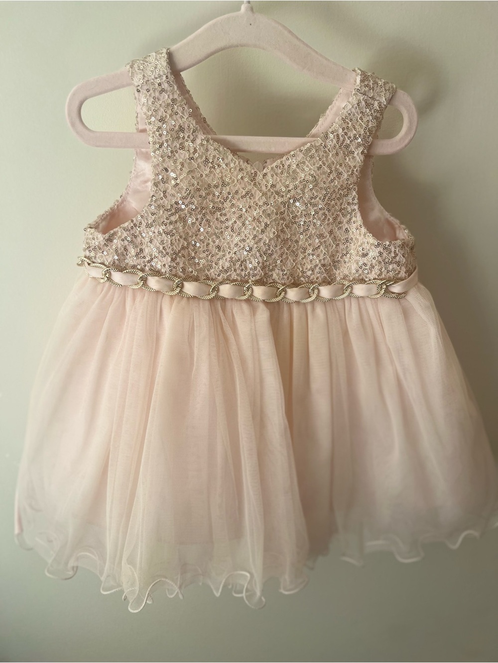 American Princess Sequin Bodice Tulle Dress in Blush and Gold